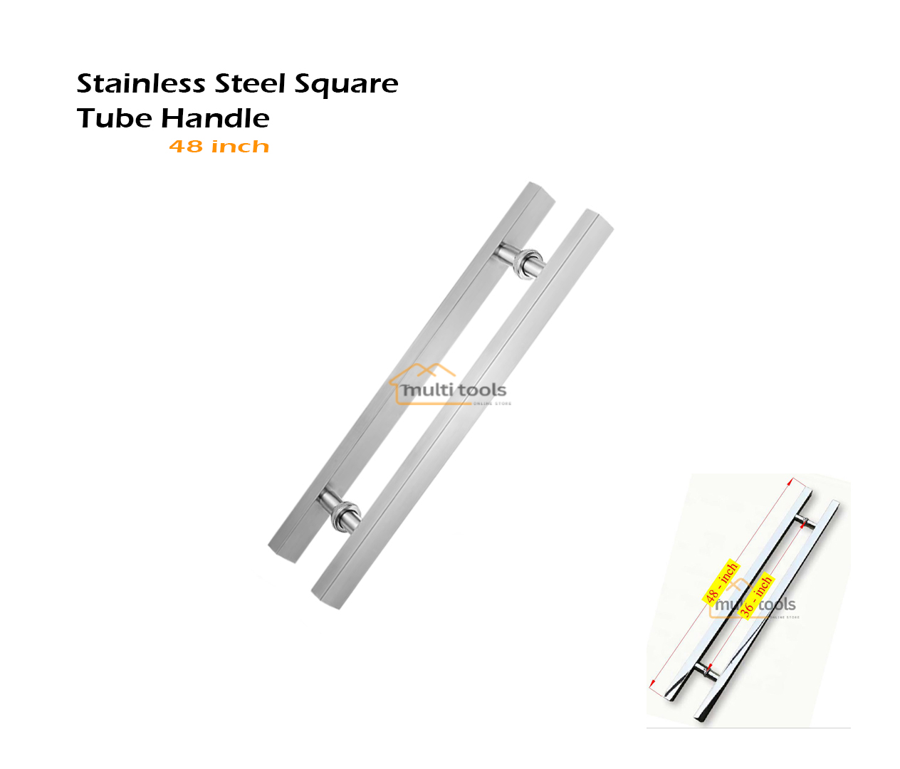 48 Inch Stainless Steel Square Tube Handle